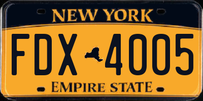 NY license plate FDX4005