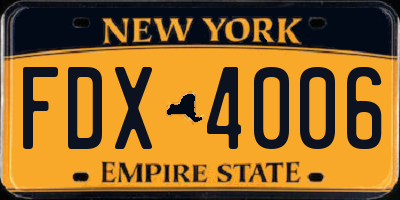 NY license plate FDX4006