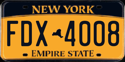 NY license plate FDX4008