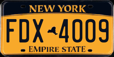 NY license plate FDX4009