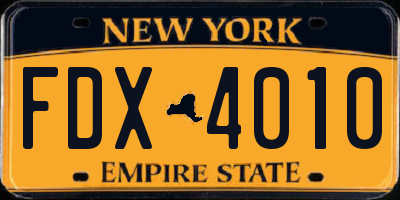NY license plate FDX4010