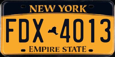NY license plate FDX4013