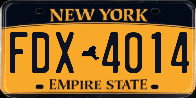 NY license plate FDX4014