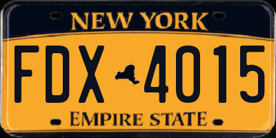 NY license plate FDX4015