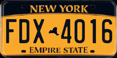 NY license plate FDX4016