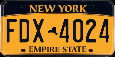 NY license plate FDX4024