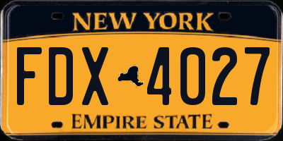 NY license plate FDX4027