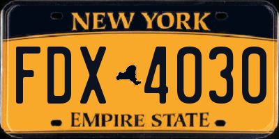 NY license plate FDX4030