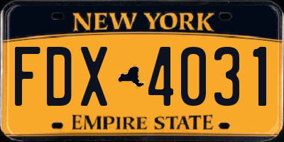 NY license plate FDX4031