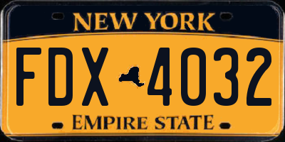 NY license plate FDX4032
