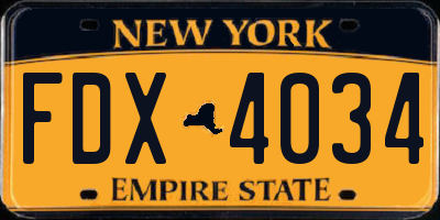 NY license plate FDX4034