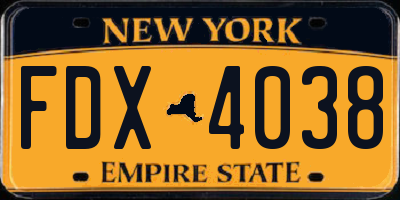 NY license plate FDX4038