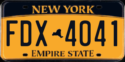 NY license plate FDX4041