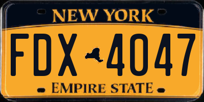 NY license plate FDX4047