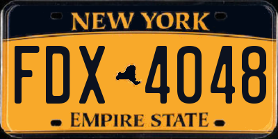 NY license plate FDX4048