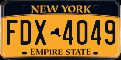 NY license plate FDX4049
