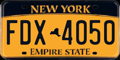 NY license plate FDX4050