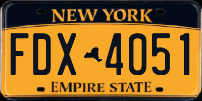 NY license plate FDX4051