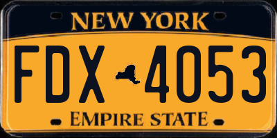 NY license plate FDX4053