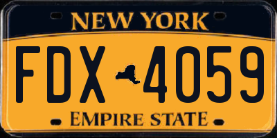 NY license plate FDX4059