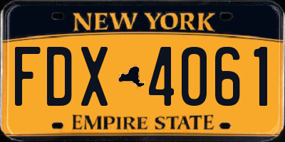 NY license plate FDX4061