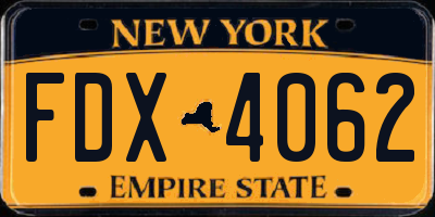 NY license plate FDX4062