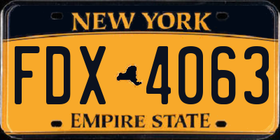 NY license plate FDX4063