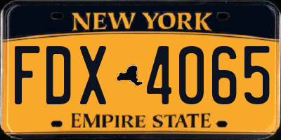 NY license plate FDX4065