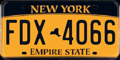 NY license plate FDX4066