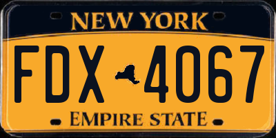 NY license plate FDX4067