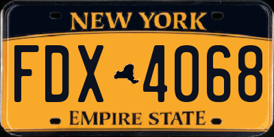NY license plate FDX4068