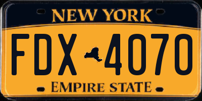 NY license plate FDX4070