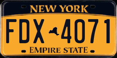 NY license plate FDX4071