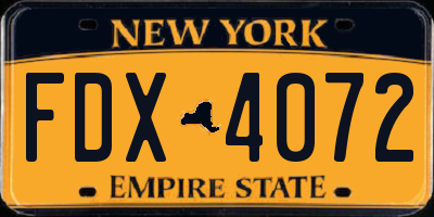 NY license plate FDX4072