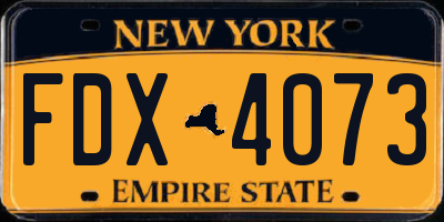 NY license plate FDX4073
