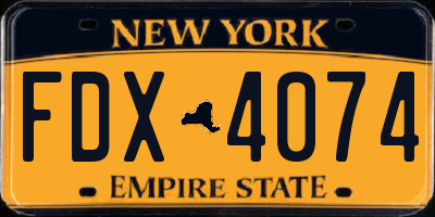 NY license plate FDX4074