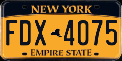 NY license plate FDX4075