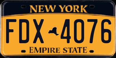 NY license plate FDX4076