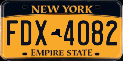 NY license plate FDX4082