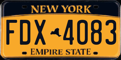 NY license plate FDX4083
