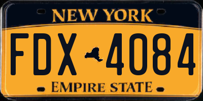 NY license plate FDX4084