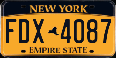 NY license plate FDX4087