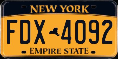 NY license plate FDX4092