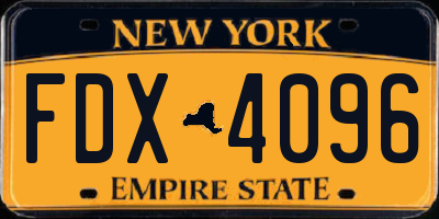 NY license plate FDX4096