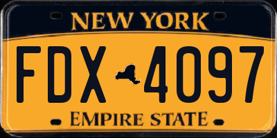 NY license plate FDX4097