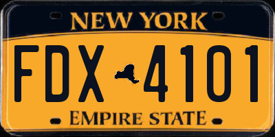 NY license plate FDX4101