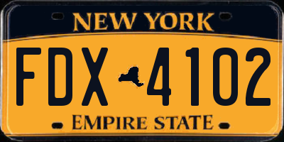 NY license plate FDX4102
