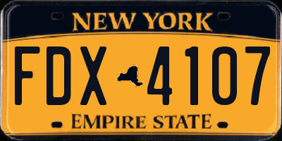 NY license plate FDX4107
