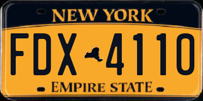 NY license plate FDX4110