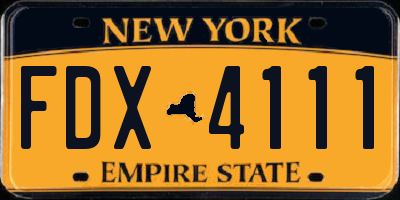 NY license plate FDX4111